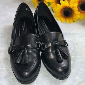 Cloudwalkers by Avenue Black Faux Leather Tasseled Loafers, EUC, Size 10 Wide